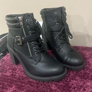Torrid Black Lace-Up Boots with Buckle Detail